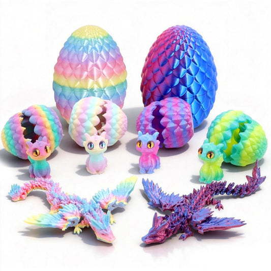 Pre-Filled Dragon Easter Eggs with Articulated Crystal Dragons for Kids – 6 Pack